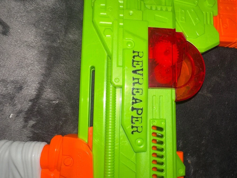 Nerf RevReaper Blaster Green Orange Toy Dart Gun with Clip